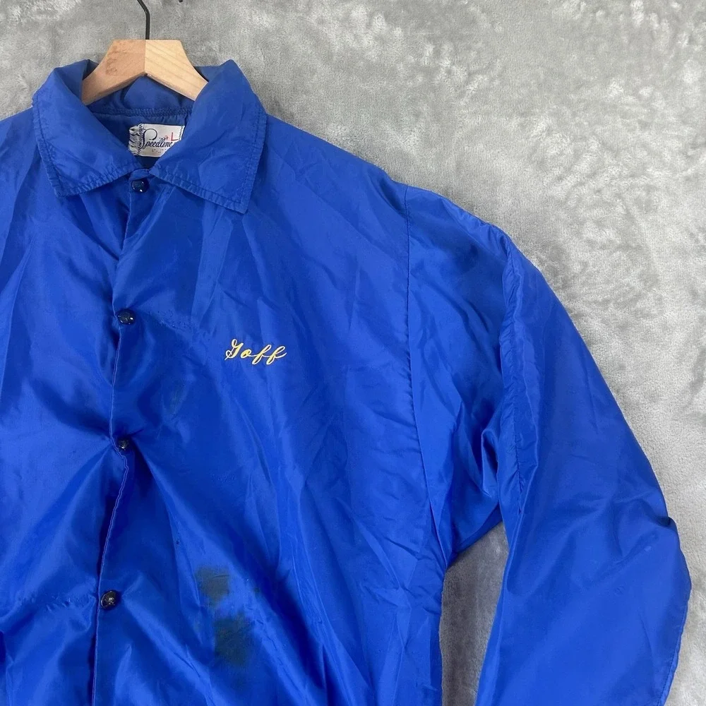 Vintage Speedline Jacket Mens Large Blue Snap Coach Windbreaker Turkey Creek